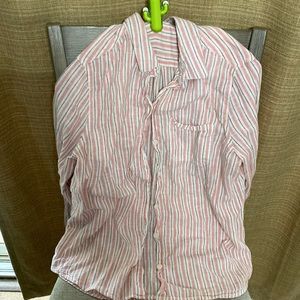Pink and white button up